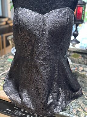 Torrid Strapless Black Sequin Bustier Top/peplum